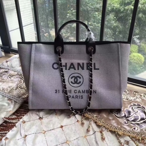 Chanel Deauville Tragetasche Original Canvas Leder A68047-12