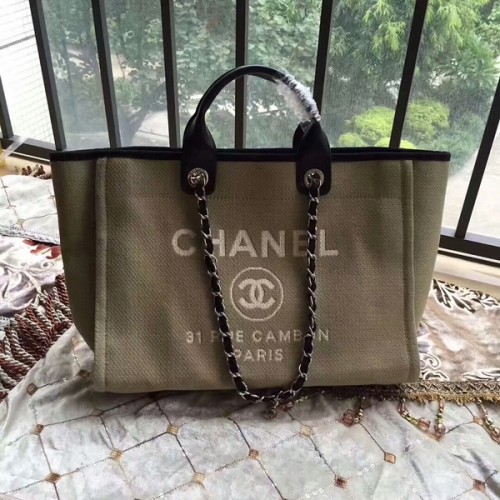 Chanel Deauville Einkaufstasche Original Canvas Leder A68047-14