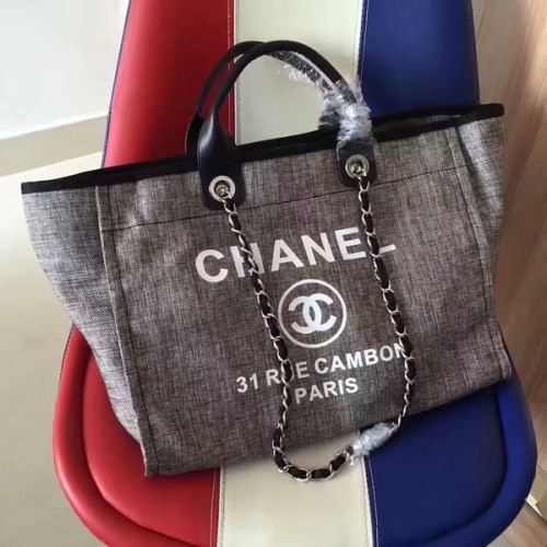 Chanel Deauville Einkaufstasche Original Canvas Leder A68047-3