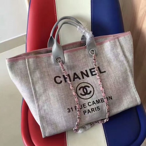 Chanel Deauville Einkaufstasche Original Canvas Leder A68047-4