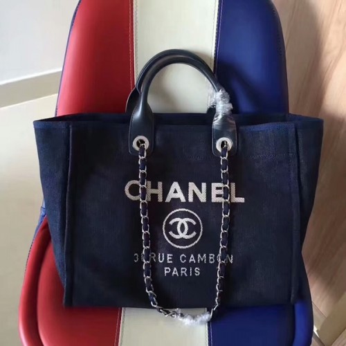 Chanel Deauville Tragetasche Original Canvas Leder A68047-7