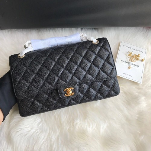Chanel Doppelklappen Taschen Schwarz Original Kaviarleder A36097 Gold