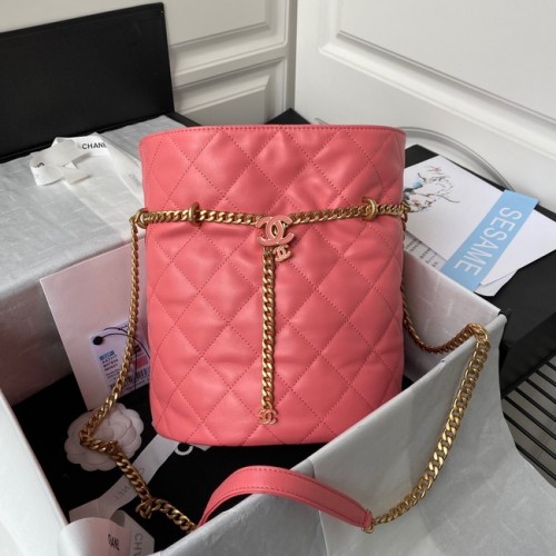 Chanel Tasche mit Kordelzug Gold Metal AS3117 rosa