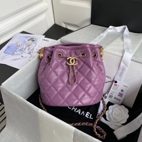 Chanel Drawstring Sheepskin Tasche AS2057 lila
