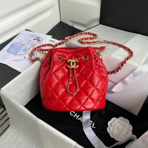 Chanel Drawstring Sheepskin Tasche AS2057 rot