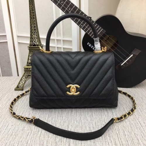 Chanel Flap Bag mit Top Handle 36620 schwarz