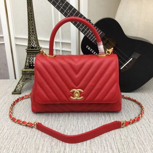 Chanel Flap Bag mit Top Handle 36620 rot