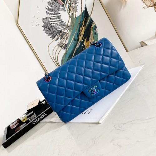 Chanel Flap Lambskin Shoulder Bag 1112 Elektrooptisches Blau