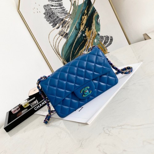 Chanel Flap Lambskin Shoulder Bag 1116 Elektrooptisches Blau
