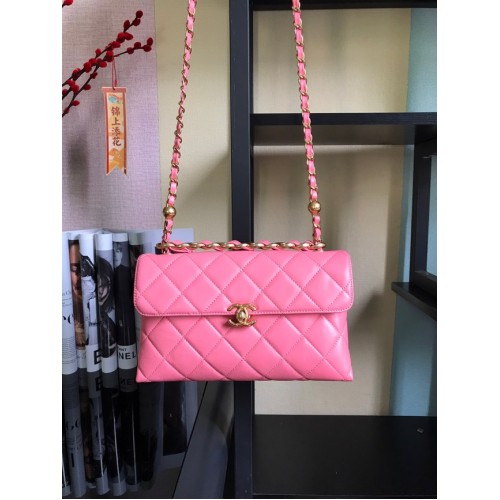 Chanel Flap Lammleder Umhängetasche AS1267 rosa