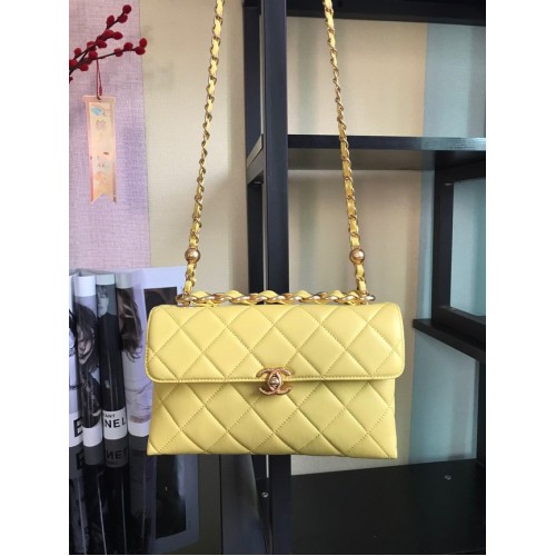 Chanel Flap Lammleder Umhängetasche AS1267 gelb