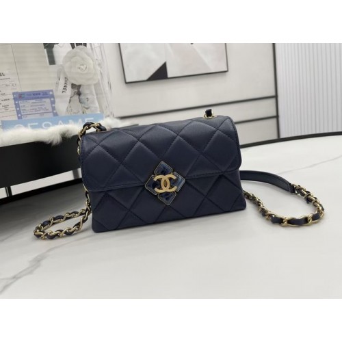 Chanel Flap Lammleder Umhängetasche AS2556 dunkelblau