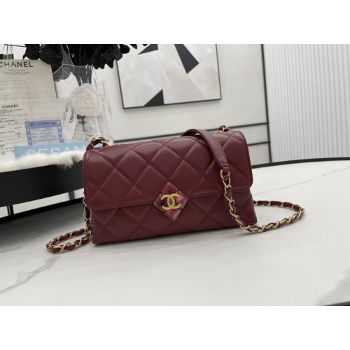 Chanel Flap Lammfell Umhängetasche AS2557 Burgund