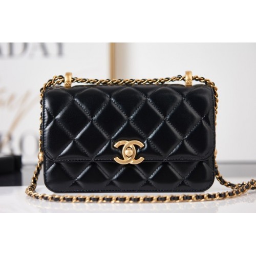 Chanel Flap Lammleder Mini Umhängetasche AS2615 schwarz
