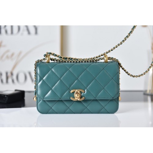 Chanel Flap Lammfell Mini Umhängetasche AS2615 grün