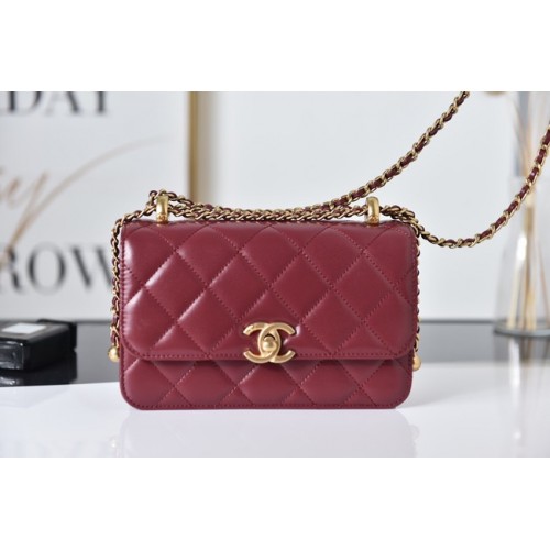 Chanel Flap Lammleder Mini Umhängetasche AS2615 rot