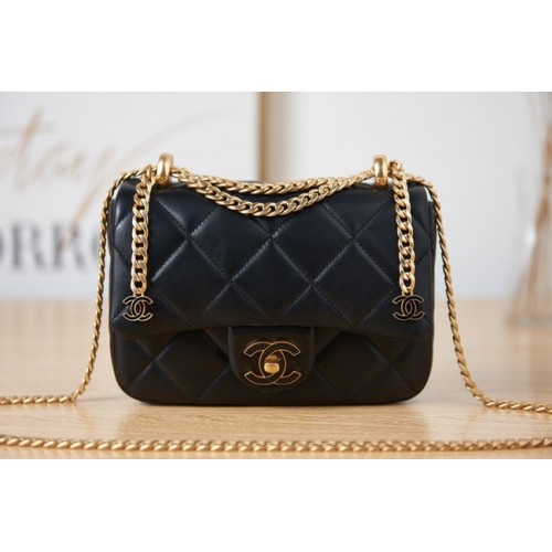 Chanel Flap Lammleder Mini Umhängetasche AS3113 schwarz