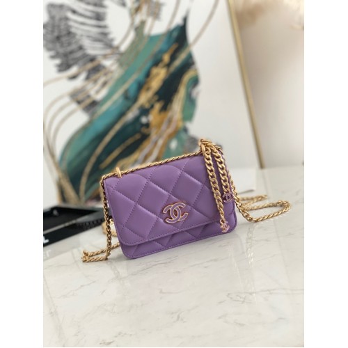 Chanel Flap Lammleder kleine Umhängetasche 81185 lila