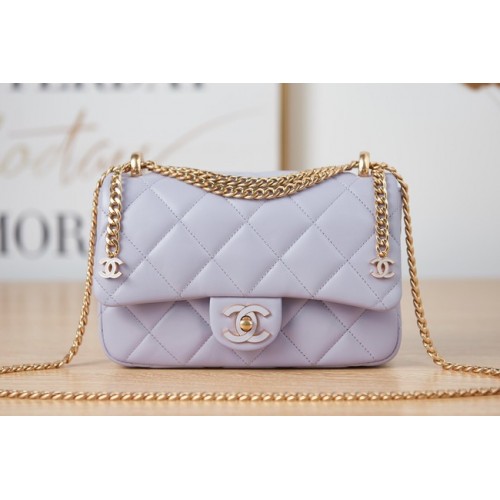 Chanel Flap Lammfell kleine Umhängetasche AS3114 Lavendel