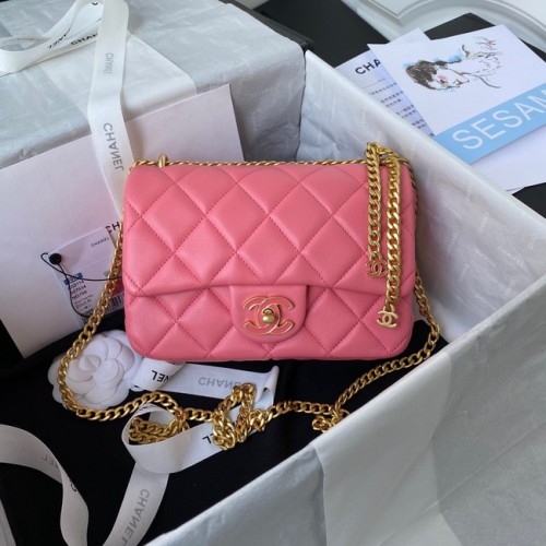 Chanel Flap Lammleder kleine Umhängetasche AS3114 rosa