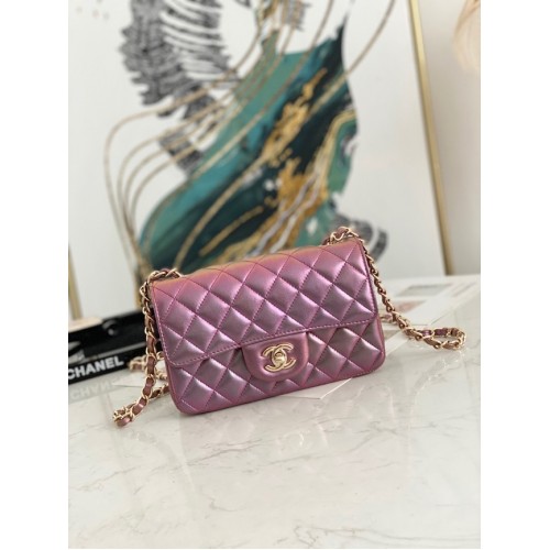 Chanel Flap Mirage Schultertasche aus Lammleder AS1116 lila