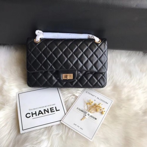 Chanel Flap Original Rindsleder 30225 schwarze Goldkette