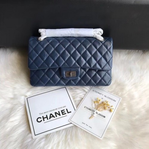 Chanel Flap Original Rindsleder 30225 blau Silberkette