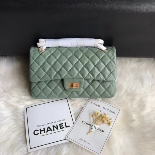 Chanel Flap Original Rindsleder 30225 grüngoldene Kette