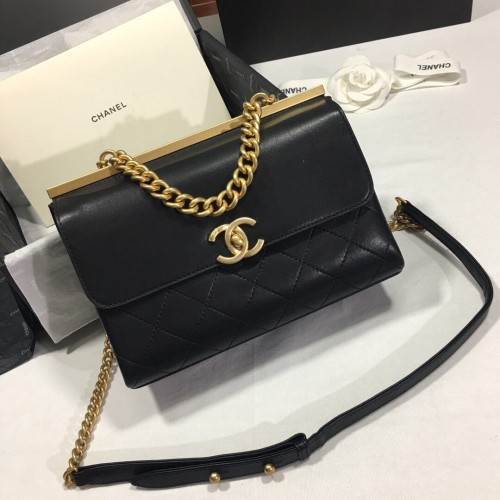 Chanel Flap Original Rindsleder Umhängetasche 56987 schwarz
