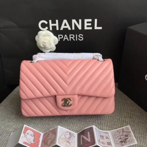 Chanel Flap Original Lammleder-Umhängetasche 1112V Cherry Pink Silberkette