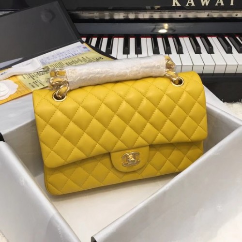 Chanel Flap Original Schafsleder CF1112 Gelbgoldkette