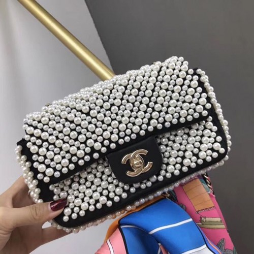 Chanel Flap Pearl Tasche A1116 Schwarz