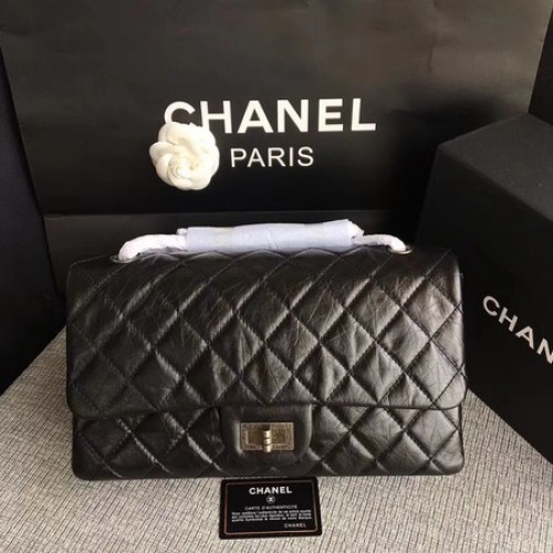 Chanel Flap Umhängetasche Schwarz Original Kalbsleder 277 Silber