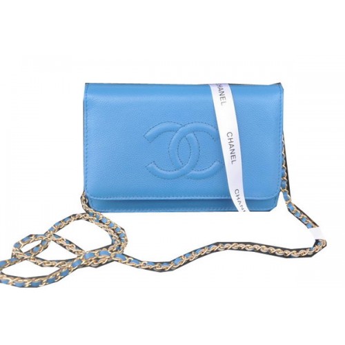 Chanel Flap Umhängetasche Blau Kalbsleder CHA33817 Gold