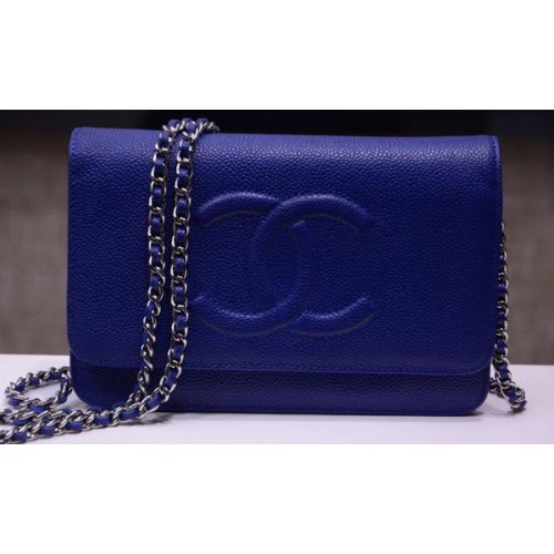 Chanel Flap Umhängetasche Cavier Leder A33817 Blau