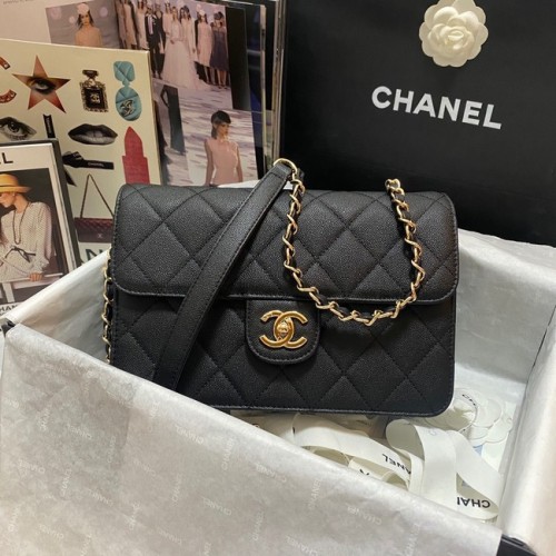 Chanel Flap Umhängetasche genarbtes Kalbsleder AS3002 schwarz