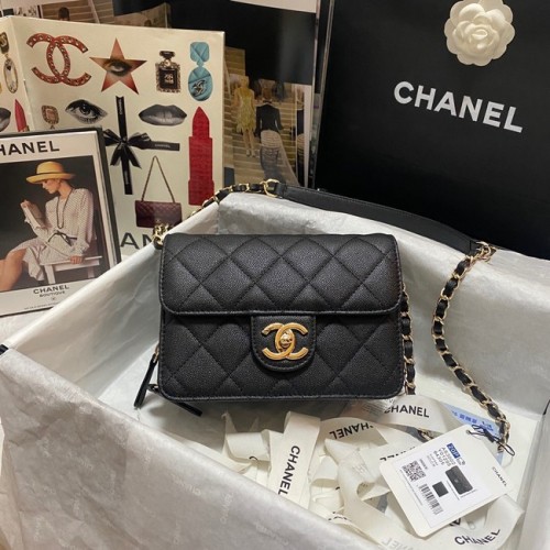 Chanel Flap Umhängetasche genarbtes Kalbsleder AS3002 schwarz