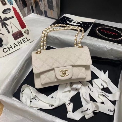 Chanel Flap Umhängetasche genarbtes Kalbsleder AS9960 weiß