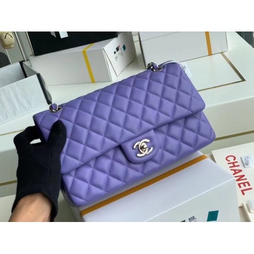 Chanel Flap Umhängetasche Original Schafsleder A1112 Lila