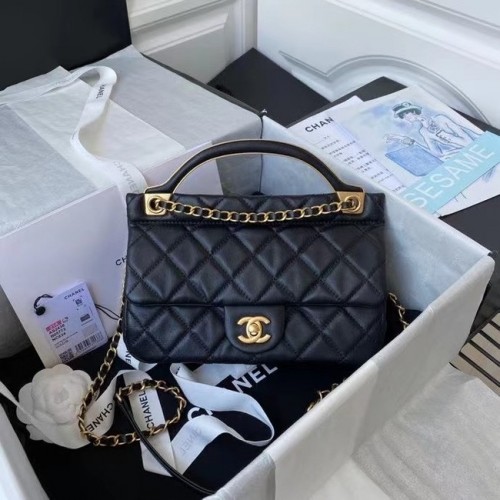 Chanel Flap Umhängetasche Original Leder AS2438 schwarz