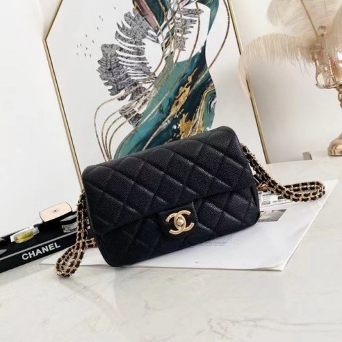 Chanel Flap Umhängetasche Original Leder AS2528 schwarz