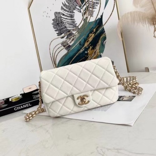 Chanel Flap Umhängetasche Original Leder AS2528 weiß
