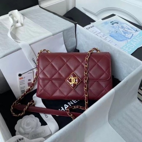 Chanel Flap Umhängetasche Original Leder AS2634 Wein