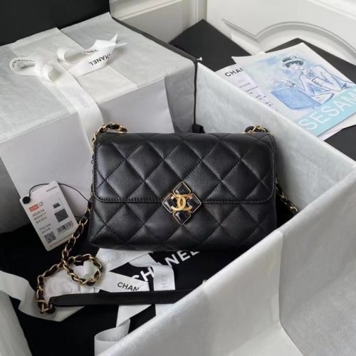 Chanel Flap Umhängetasche Original Leder AS2634 schwarz