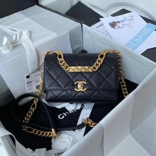 Chanel Flap Umhängetasche Original Leder AS2711 schwarz