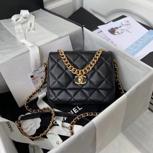 Chanel Flap Umhängetasche Original Leder AS2734 schwarz