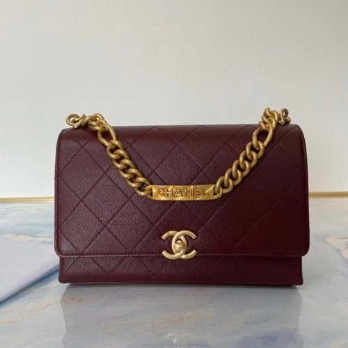 Chanel Flap Umhängetasche Original Leder AS2764 Wein