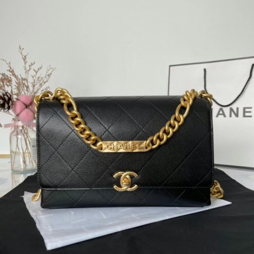 Chanel Flap Umhängetasche Original Leder AS2764 schwarz