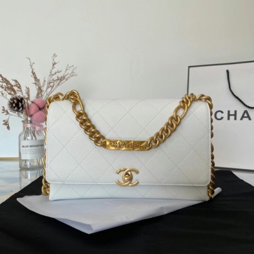 Chanel Flap Umhängetasche Original Leder AS2764 weiß
