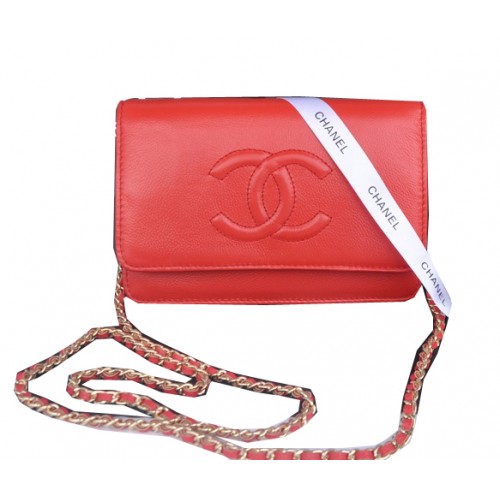 Chanel Flap Umhängetasche Rot Kalbsleder CHA33817 Gold